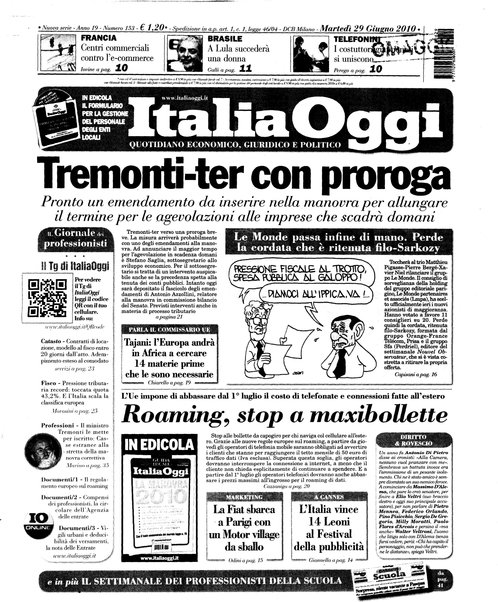 Italia oggi : quotidiano di economia finanza e politica